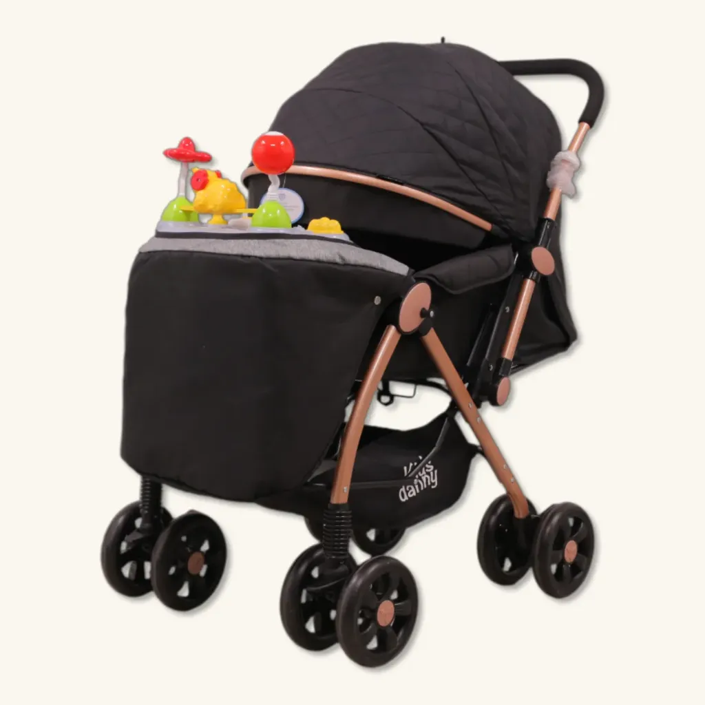 Coche Cuna 'Elefantito' con Ruedas Reforzadas y Protección UV (Negro)