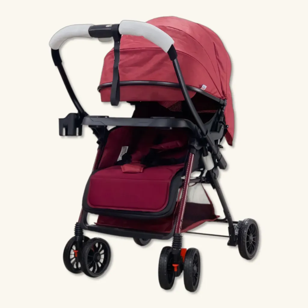Coche Cuna Versátil 'City-Comfort' con Mango Reversible y Filtro UV (Burdeos)