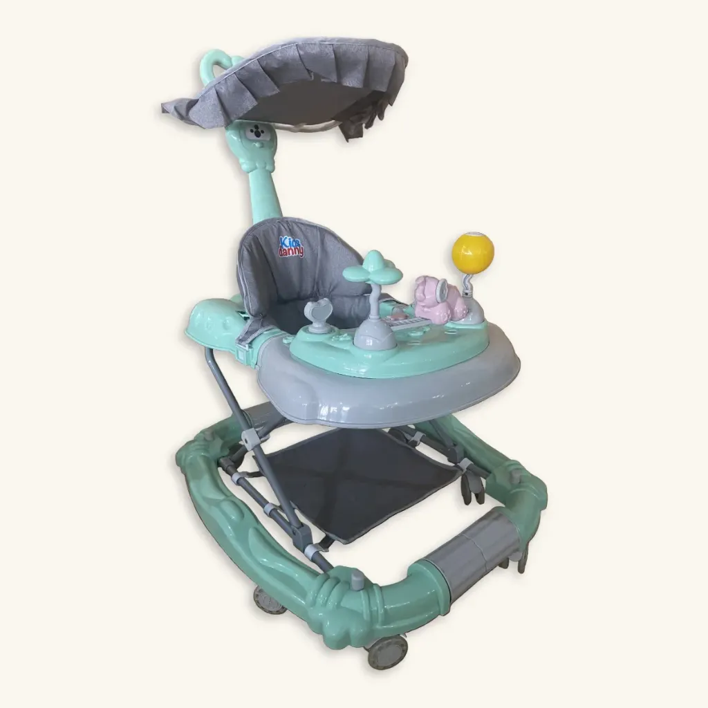 Andador Mecedor para Bebé 'Elefante' 4 en 1 con Sombrilla (Turquesa)