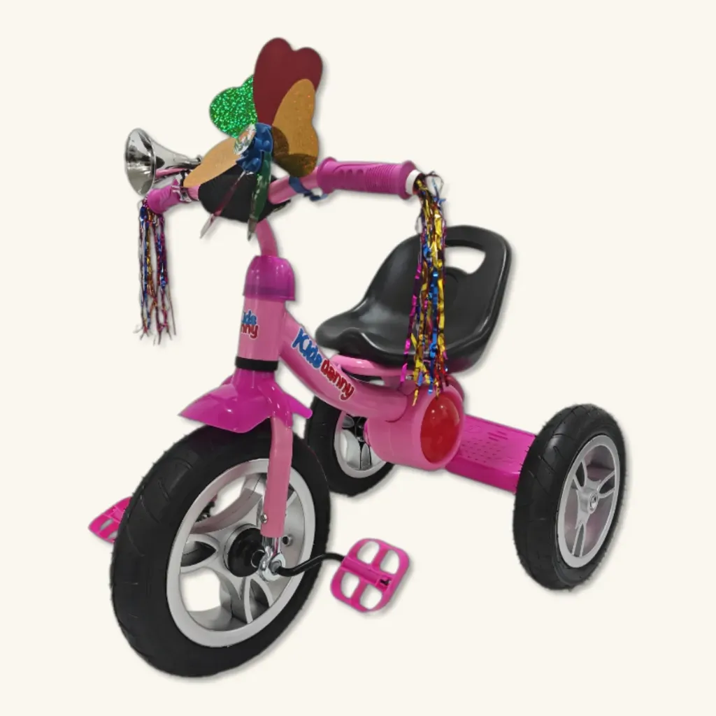 Triciclo Clásico 'Chavito' con Ruedas de Goma y Kit de Regalo (Rosa)