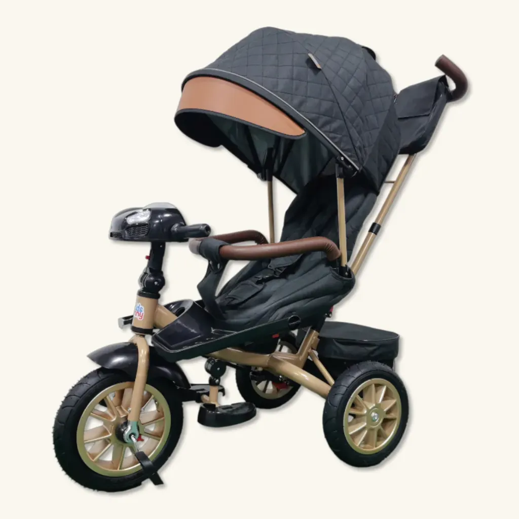 Triciclo Cuna 'Grand Prestige' 6-en-1 de Lujo con Asiento XL (Negro)
