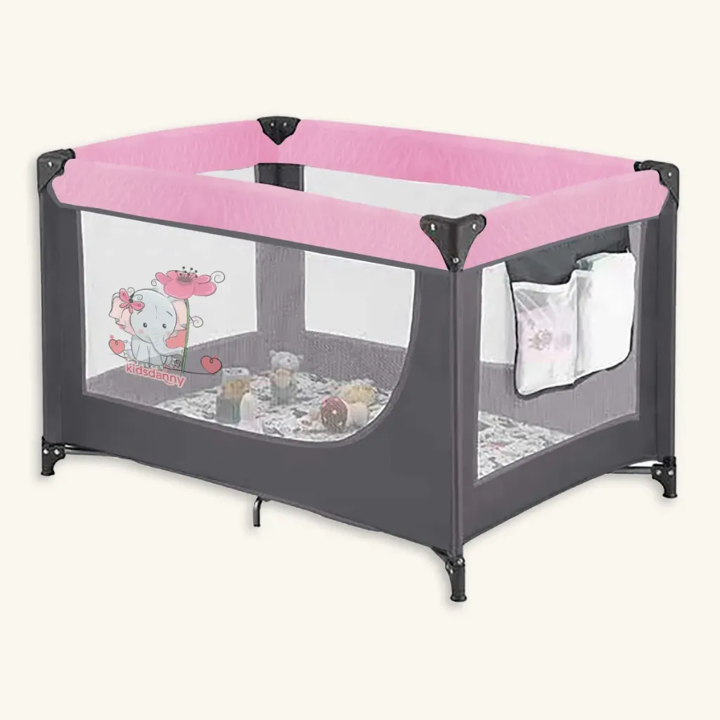 Corral Cuna de Viaje 'Play & Dream' con Diseño Diamantado (Rosa)